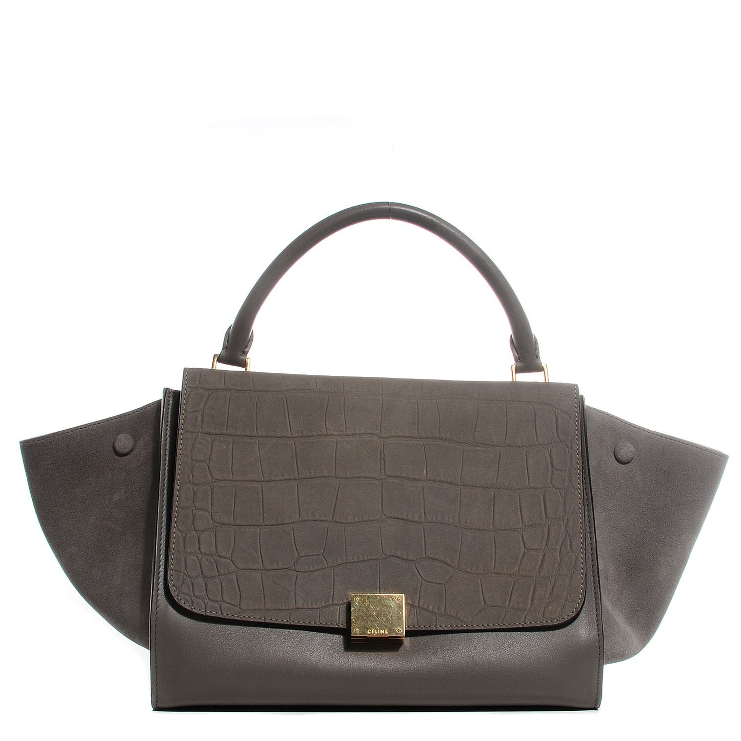 Crocodile Embossed Nubuck Medium Trapeze Grey