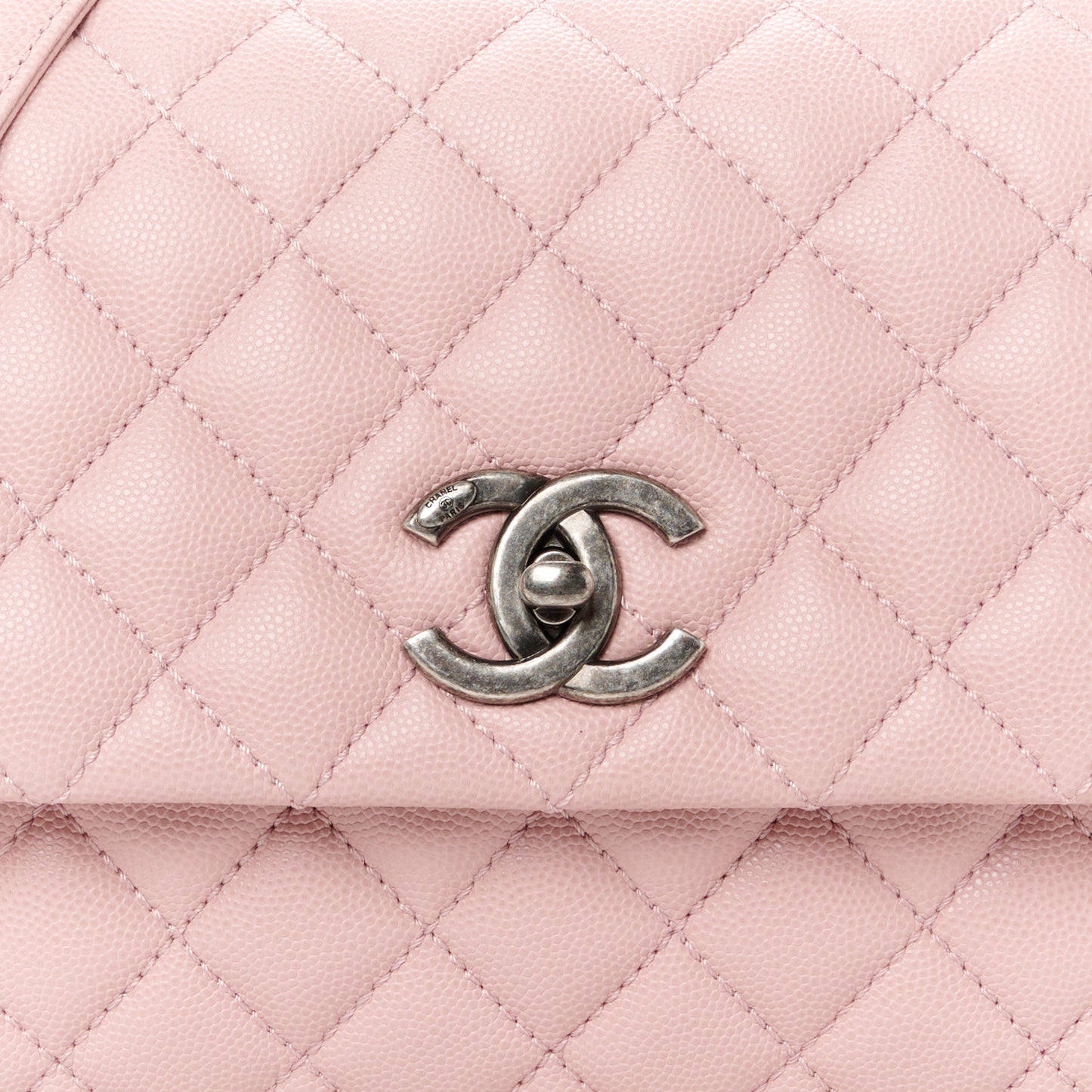 Caviar Quilted Small Coco Handle Flap Light Pink