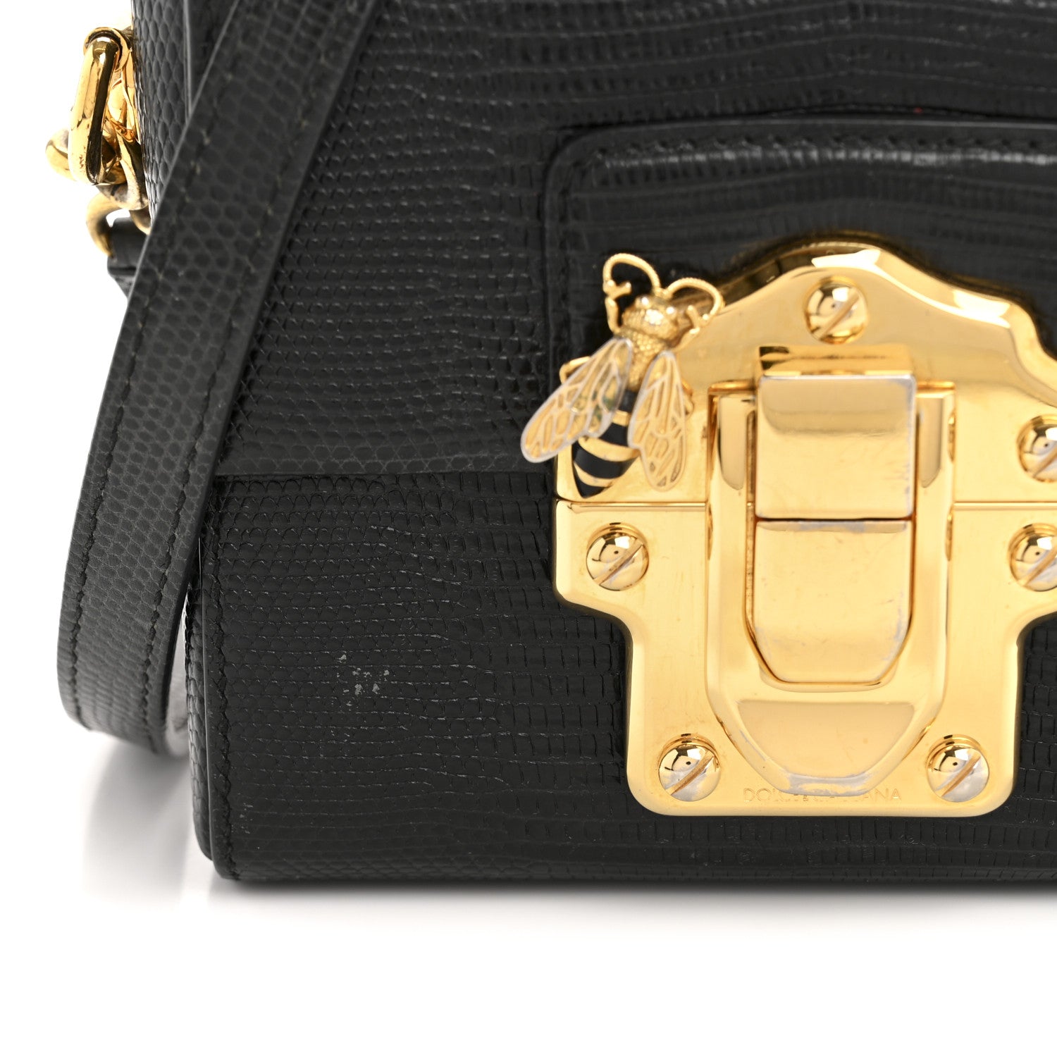 Dolce & Gabbana Calfskin Iguana Embossed Mini Lucia Satchel Black 13 of 13