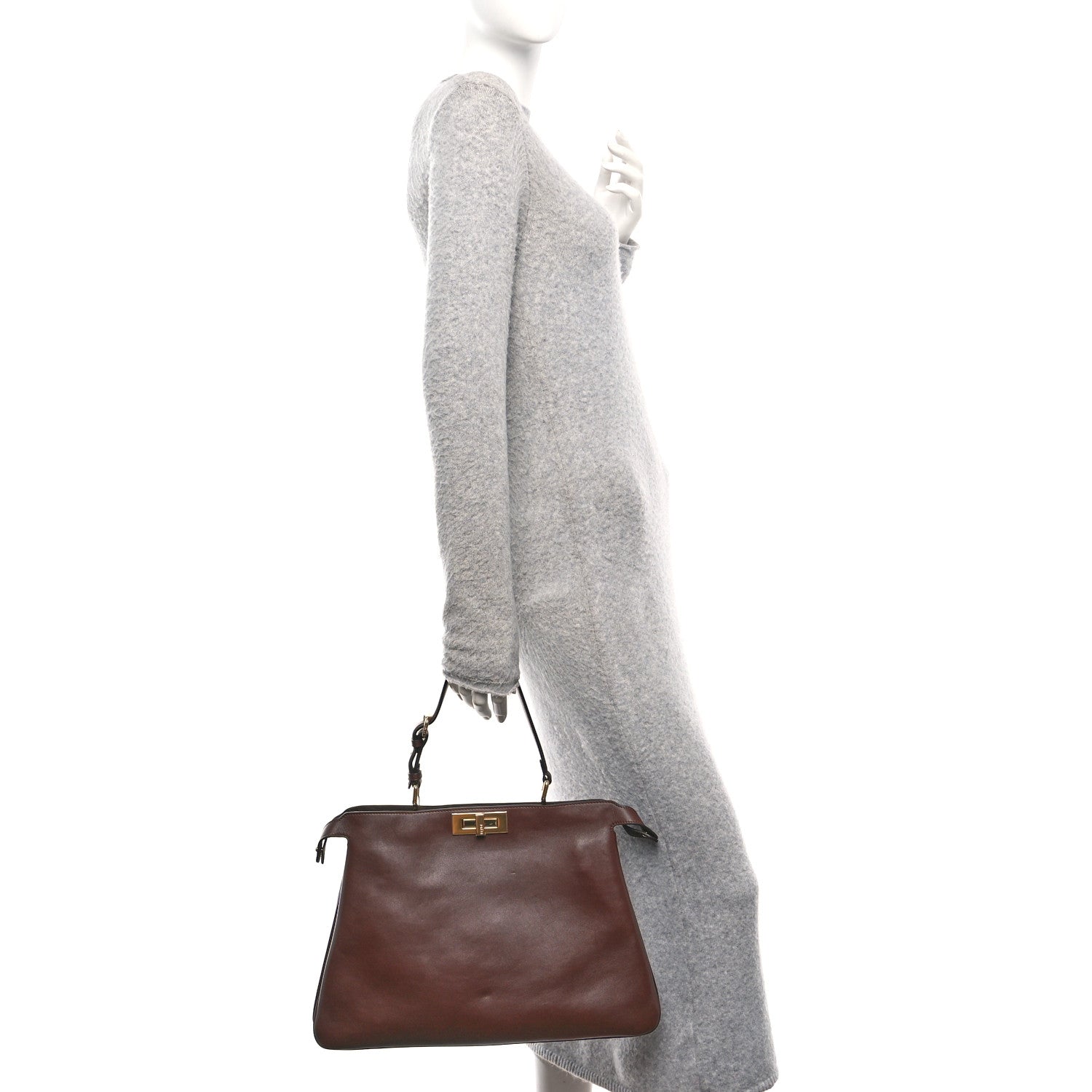Fendi Vitello Large Soft Peekaboo Crosta Mogano 3 of 25