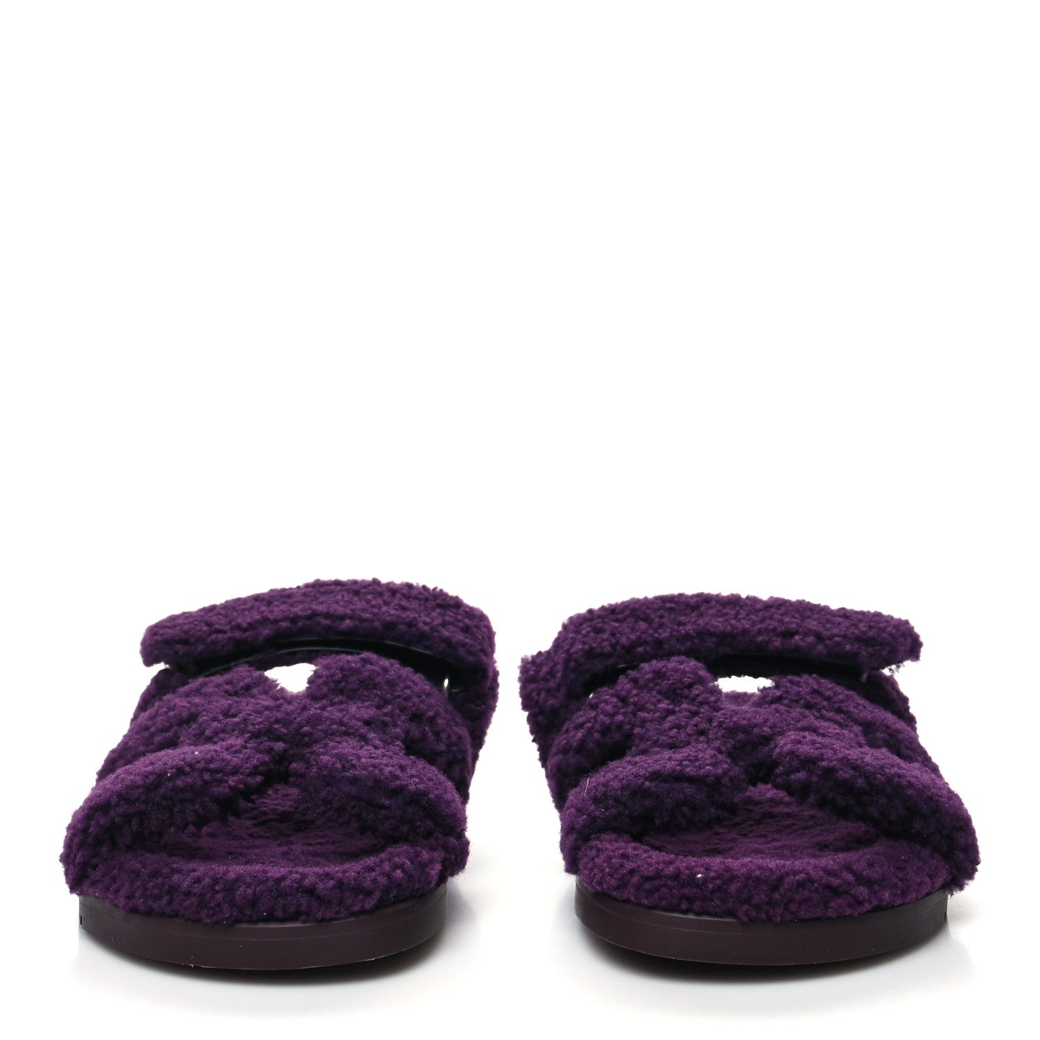 Hermes Woolskin Womens Chypre Sandals 38 Violet Fonce 2 of 8
