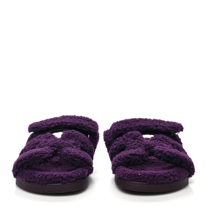 Hermes Woolskin Womens Chypre Sandals 38 Violet Fonce 2 of 8