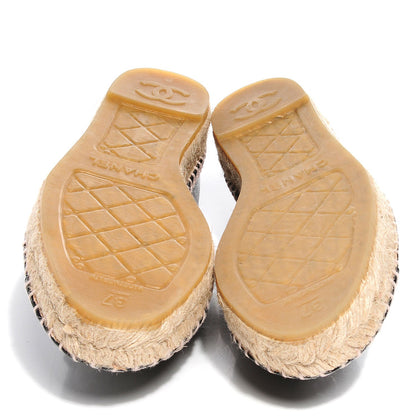 Chanel Lambskin Camellia CC Stud Espadrilles 37 Black 5 of 9