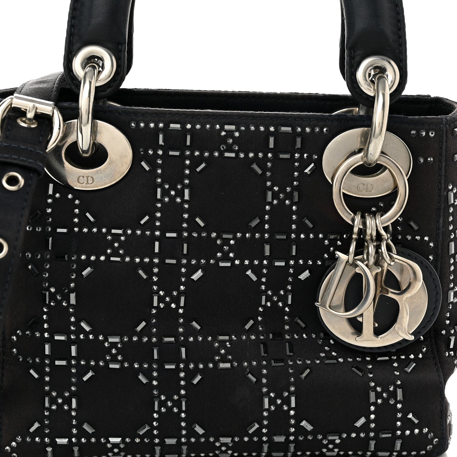 Christian Dior Satin Crystal Cannage Mini Lady Dior Navy 8 of 10