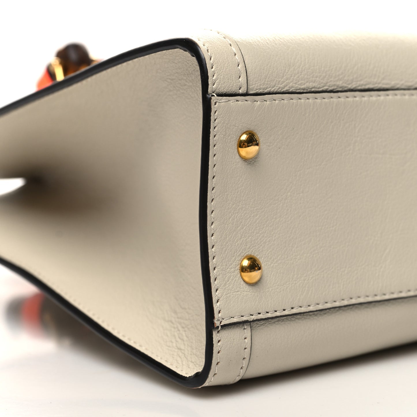 Wonka Grain Calfskin Small Diana Tote Bag Mystic White Orange Fluo