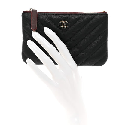 Chanel Caviar Chevron Quilted Small Cosmetic Case Black 2 of 8