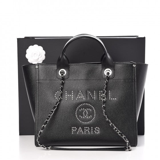 Caviar Small Studded Deauville Tote Black