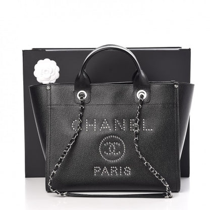 Chanel Caviar Small Studded Deauville Tote Black 8 of 8