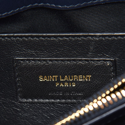 Saint Laurent Calfskin Y Quilted Monogram Small Loulou Chain Satchel Navy 6 of 10