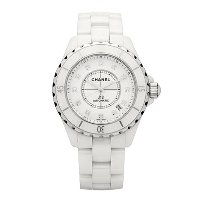 Chanel Stainless Steel Ceramic Diamond 38mm J12 Automatic Watch White 1 of 4