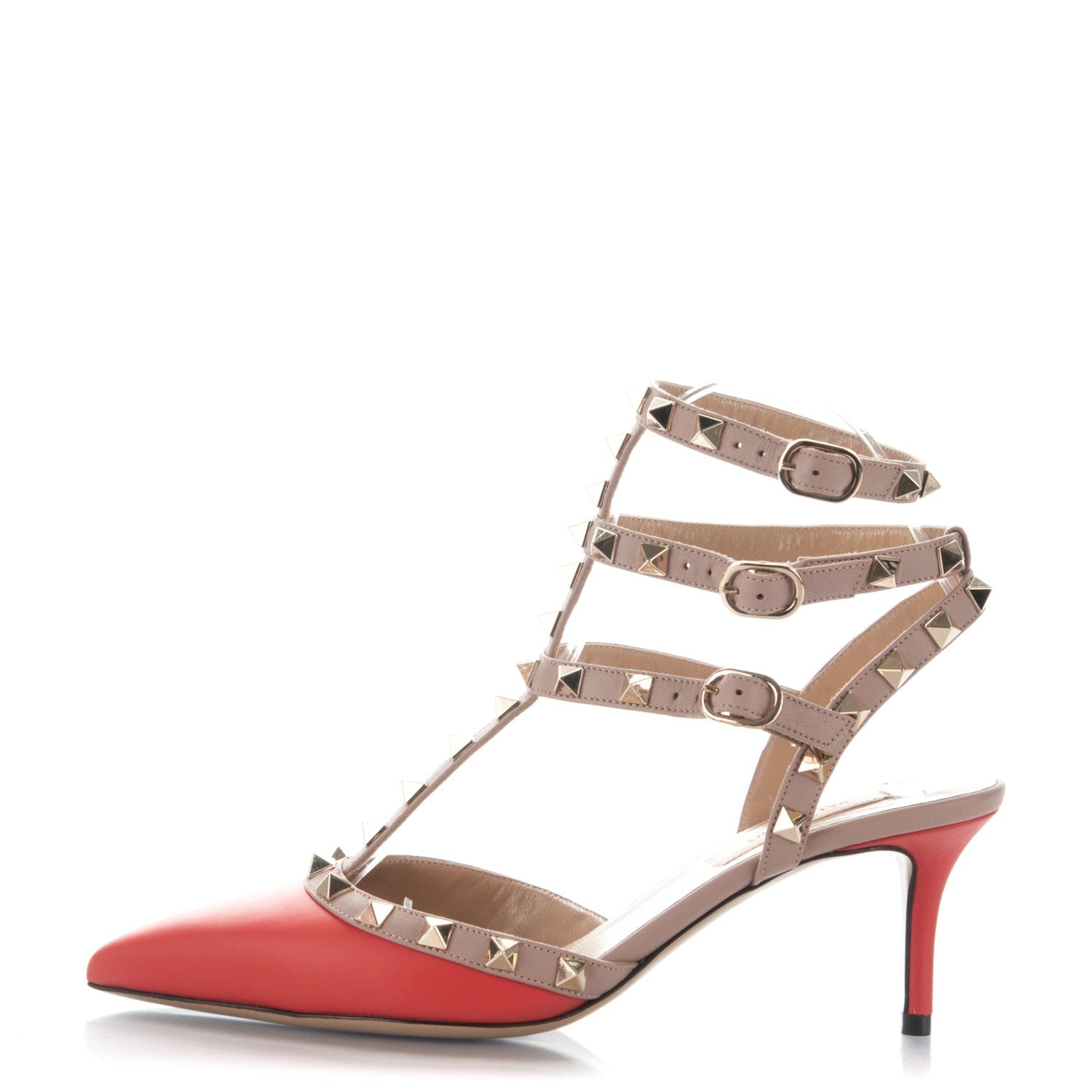 Valentino Garavani Nappa Rockstud Ankle Strap 65mm Pumps 36 Deep Coral Poudre 1 of 7