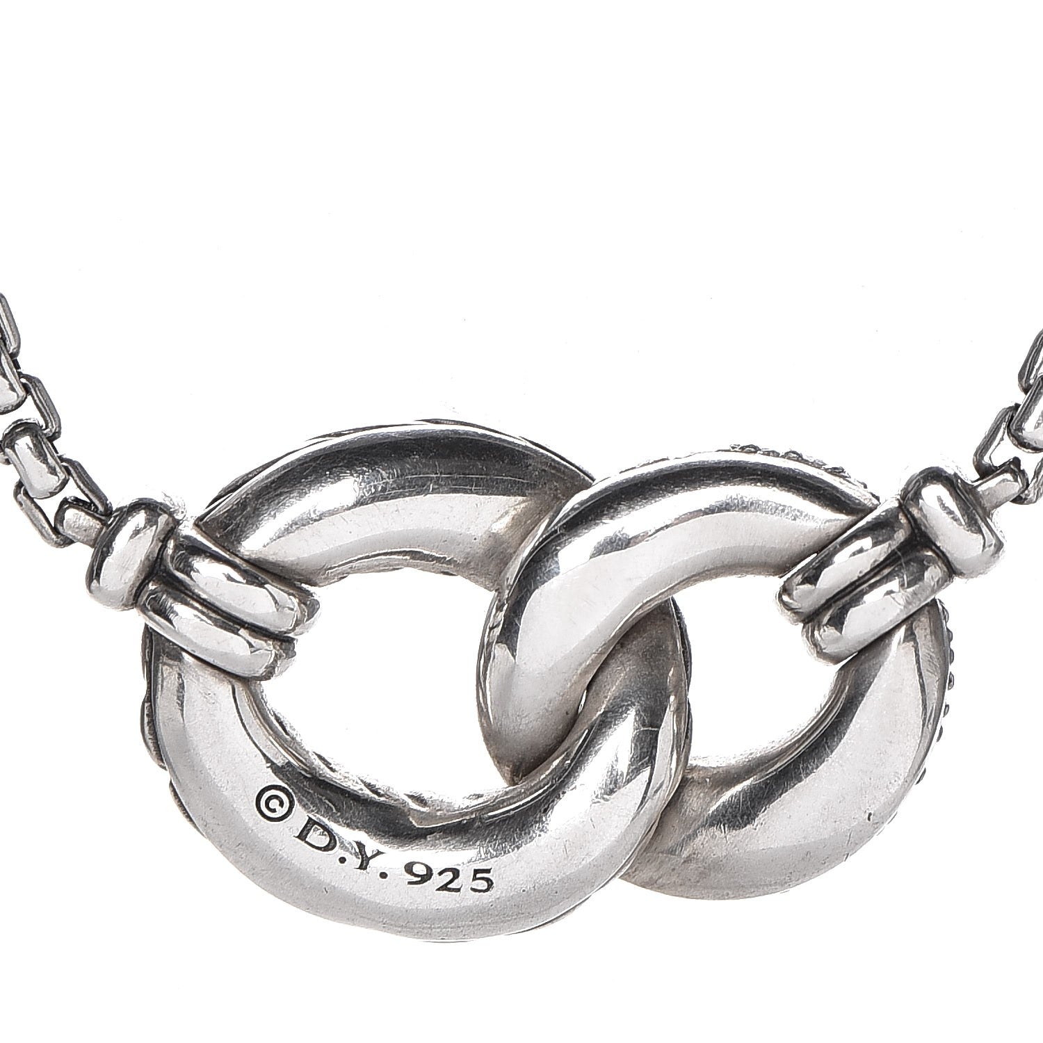 David Yurman Sterling Silver Diamond Belmont Pendant Necklace 5 of 7