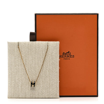 Hermes Lacquered Gold Mini Pop H Pendant Necklace Black 7 of 7