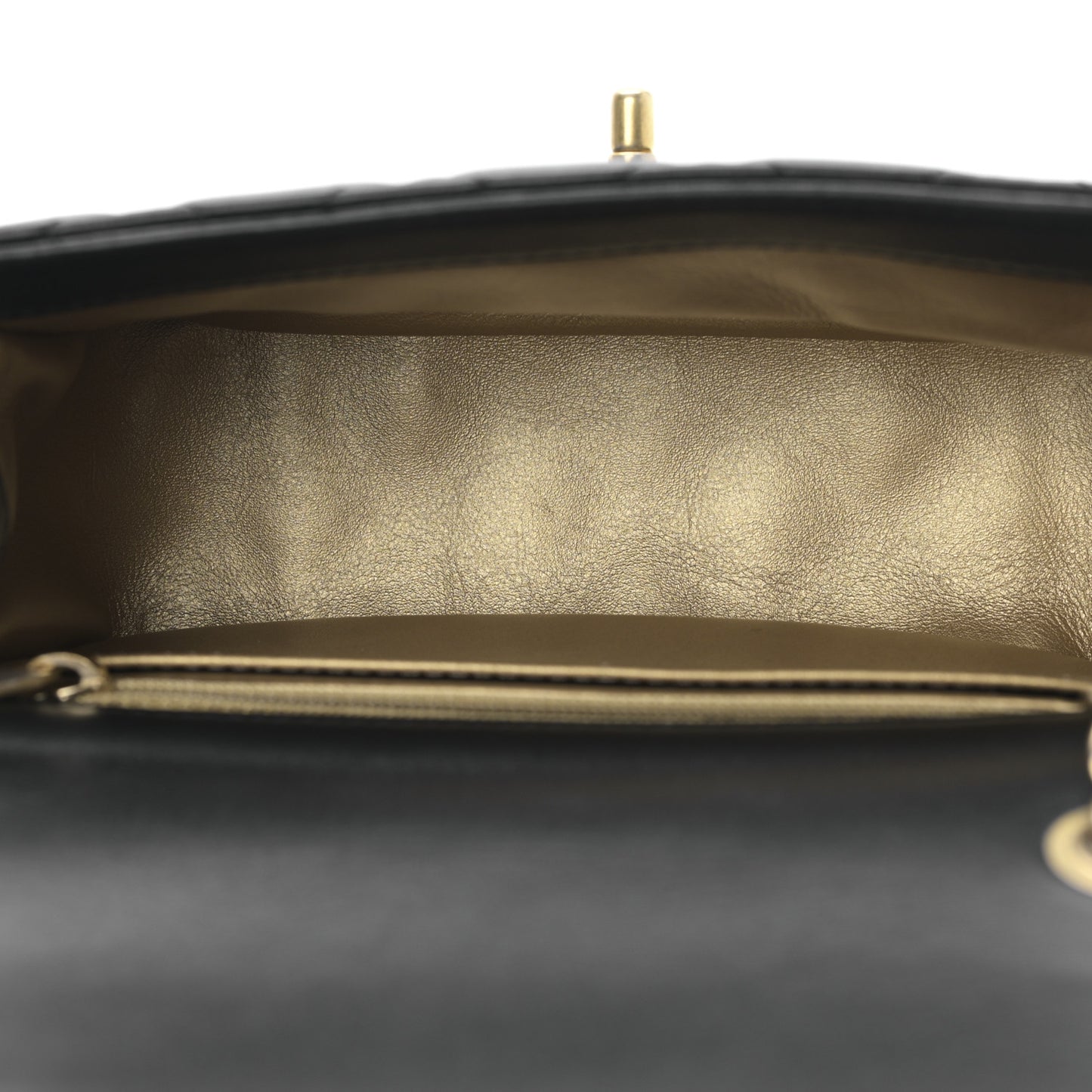 Lambskin Quilted Mini Pearl Crush Flap Black