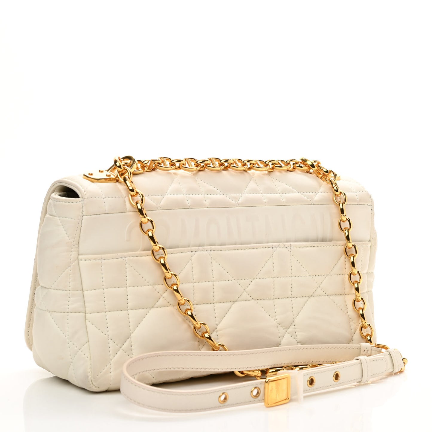 Calfskin Macrocannage Medium Caro Bag White