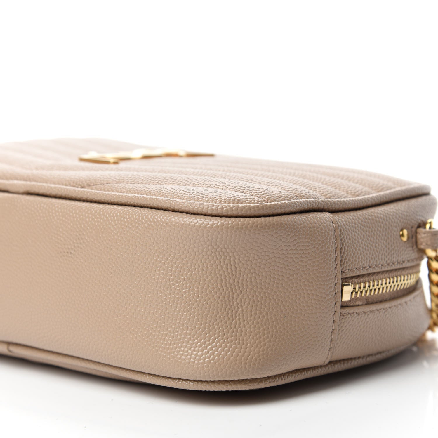 Saint Laurent Grain De Poudre Matelasse Monogram Mini Lou Camera Bag Dark Beige 7 of 12
