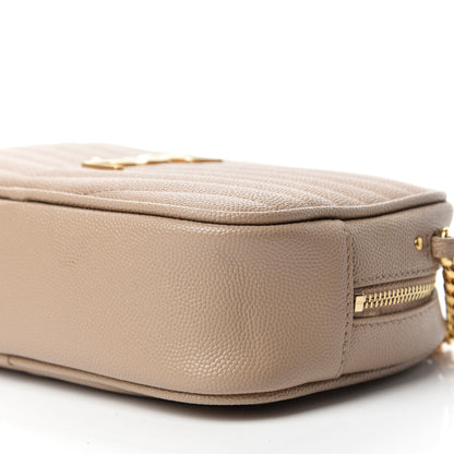 Saint Laurent Grain De Poudre Matelasse Monogram Mini Lou Camera Bag Dark Beige 7 of 12