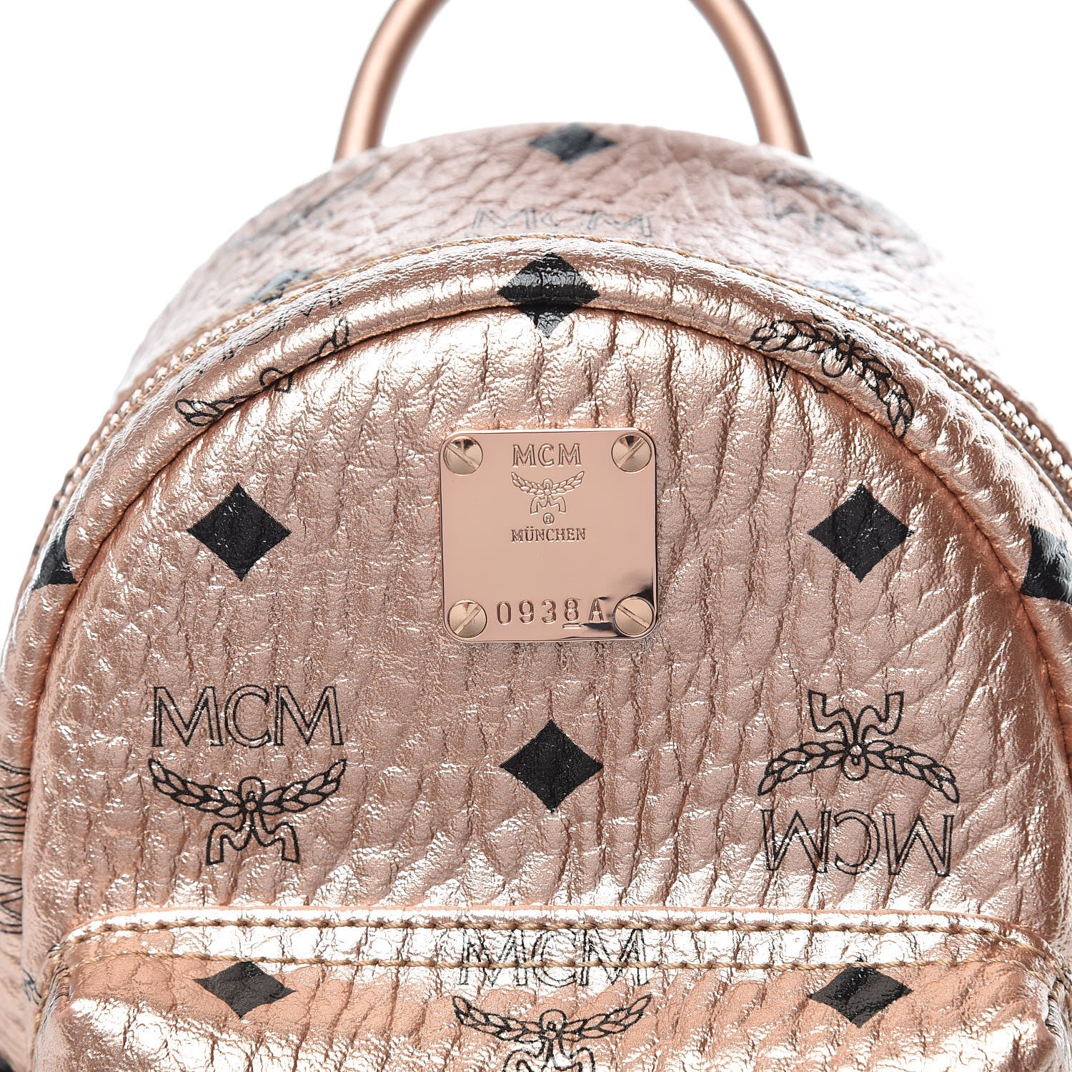 MCM Metallic Visetos Studded X-Mini Bebe Boo Backpack Champagne Gold 10 of 13