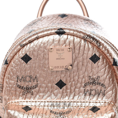 MCM Metallic Visetos Studded X-Mini Bebe Boo Backpack Champagne Gold 10 of 13