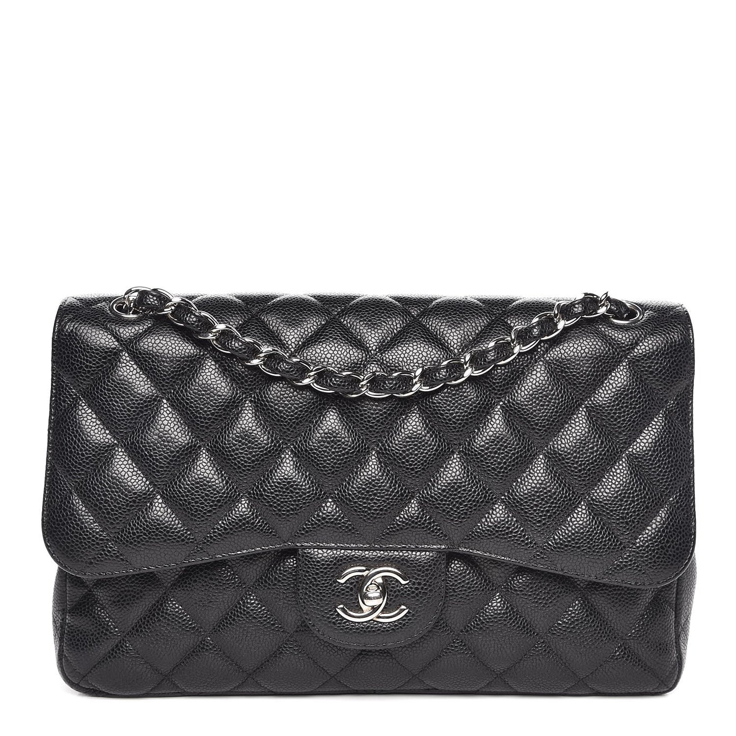 Caviar Quilted Jumbo Double Flap Black