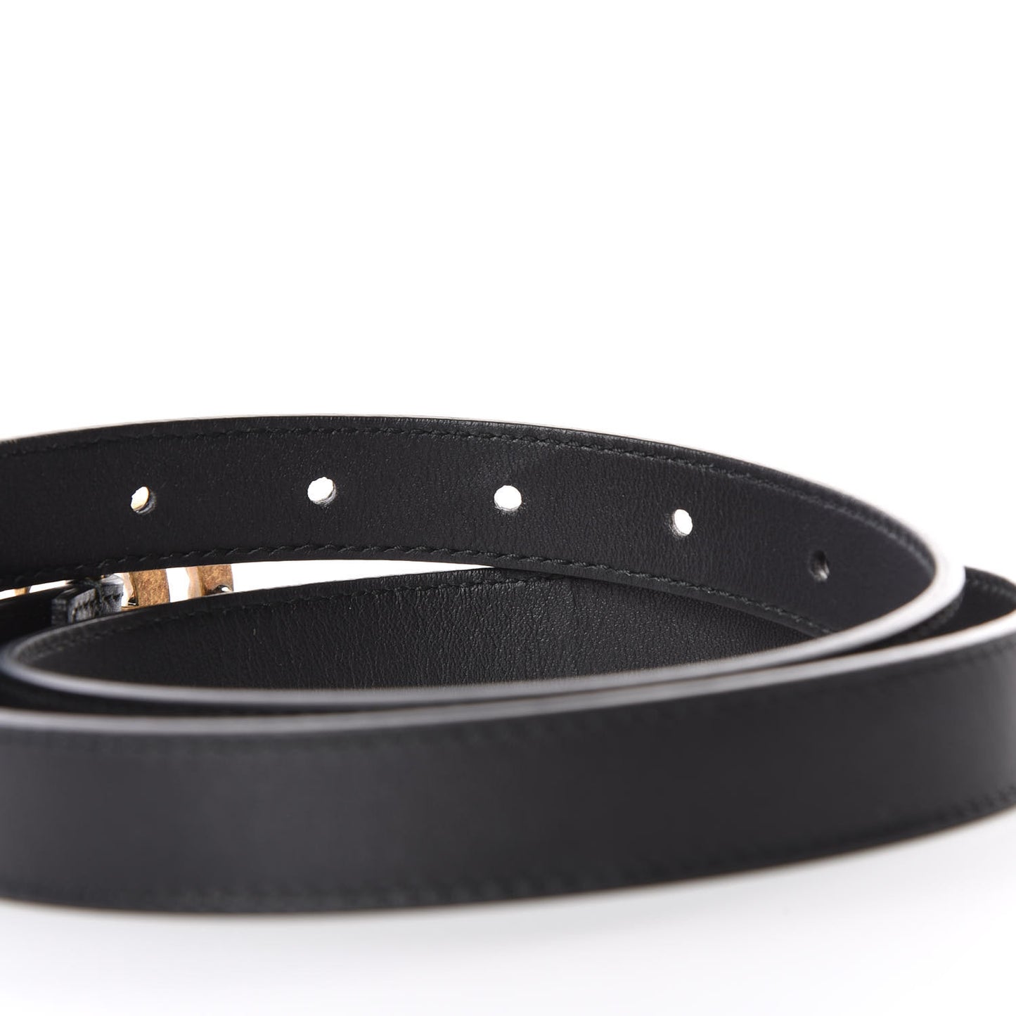 Calfskin Pearl Double G 20mm Belt 75 30 Black Cream