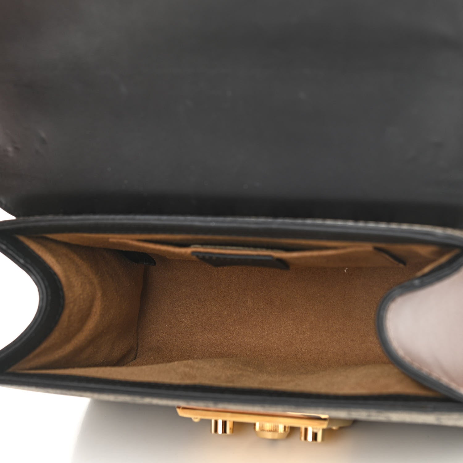 Gucci GG Supreme Monogram Calfskin Small Padlock Shoulder Bag Beige Black Cuir 5 of 13