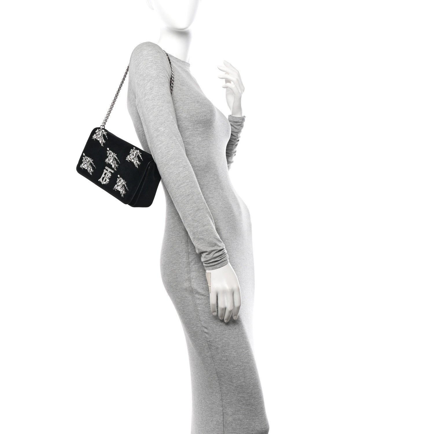 Burberry Velvet Crystal Small Lola Bag Black 2 of 11