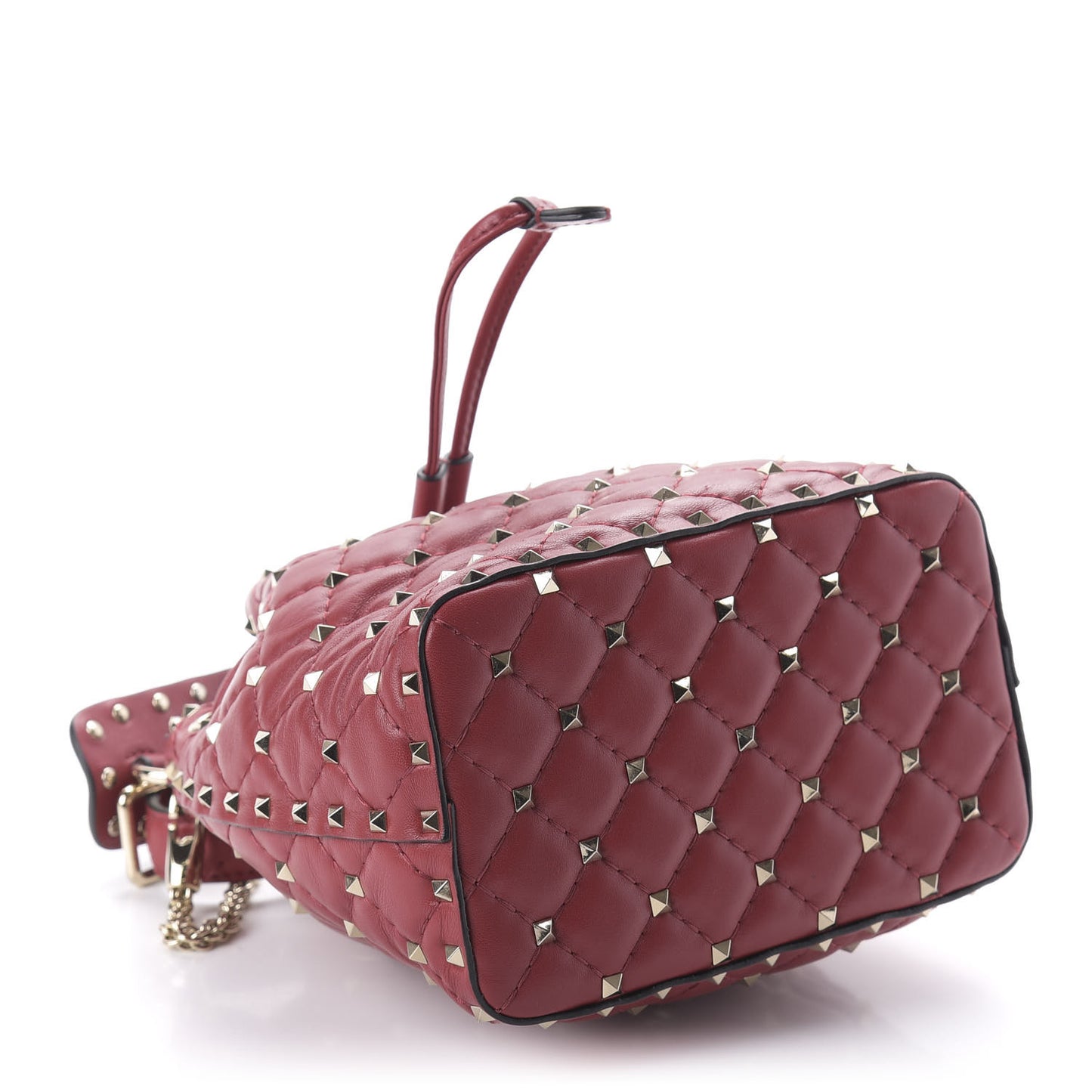 Nappa Small Rockstud Spike Bucket Bag Rosso Valentino