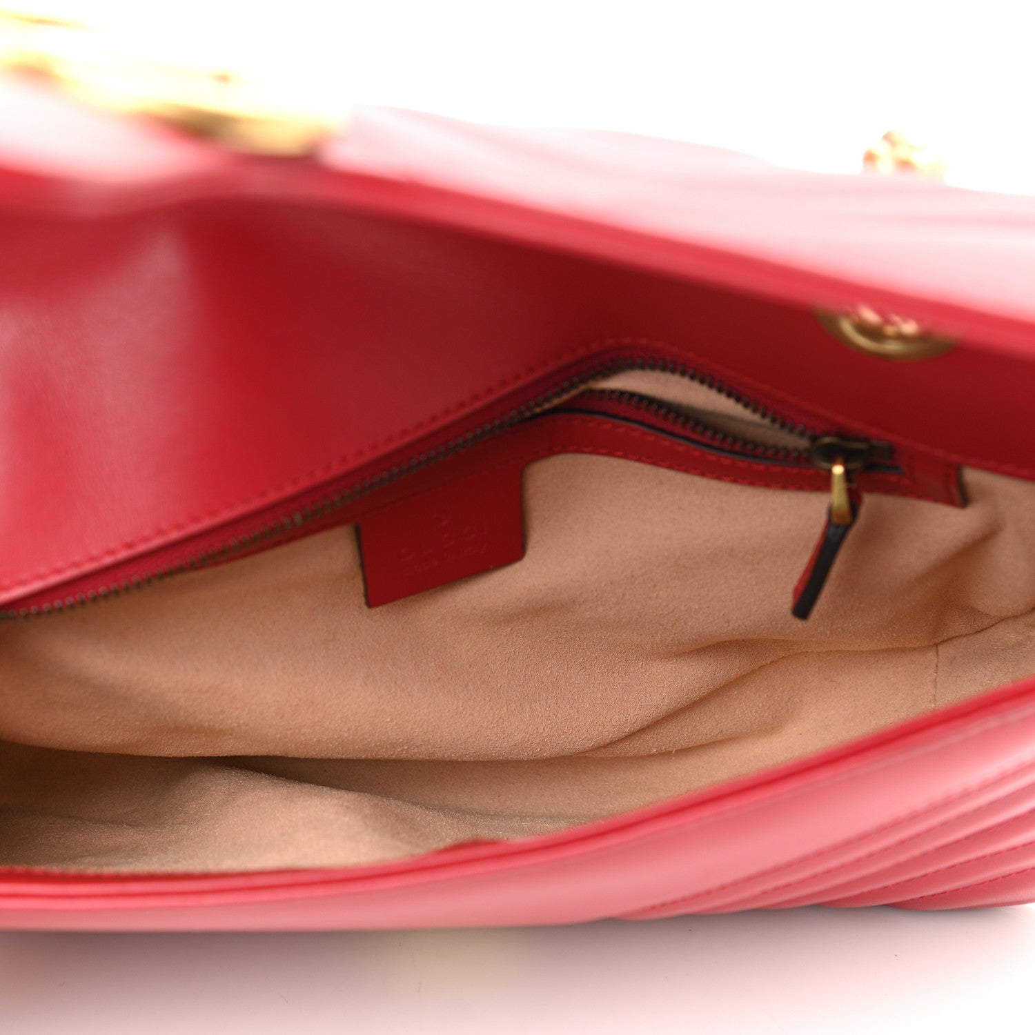 Gucci Calfskin Matelasse Small GG Marmont Shoulder Bag Hibiscus Red 4 of 13