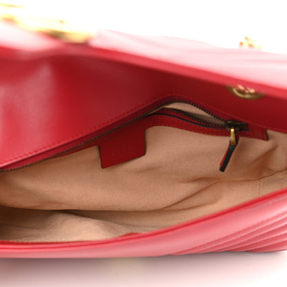 Gucci Calfskin Matelasse Small GG Marmont Shoulder Bag Hibiscus Red 4 of 13
