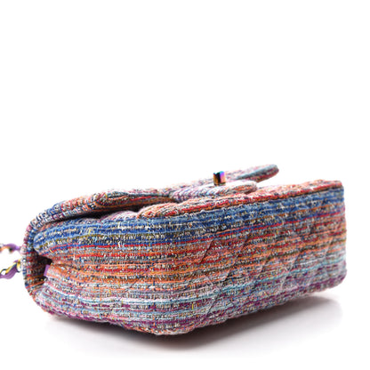 Chanel Tweed Quilted Mini Rectangular Flap Blue Pink Orange 4 of 11