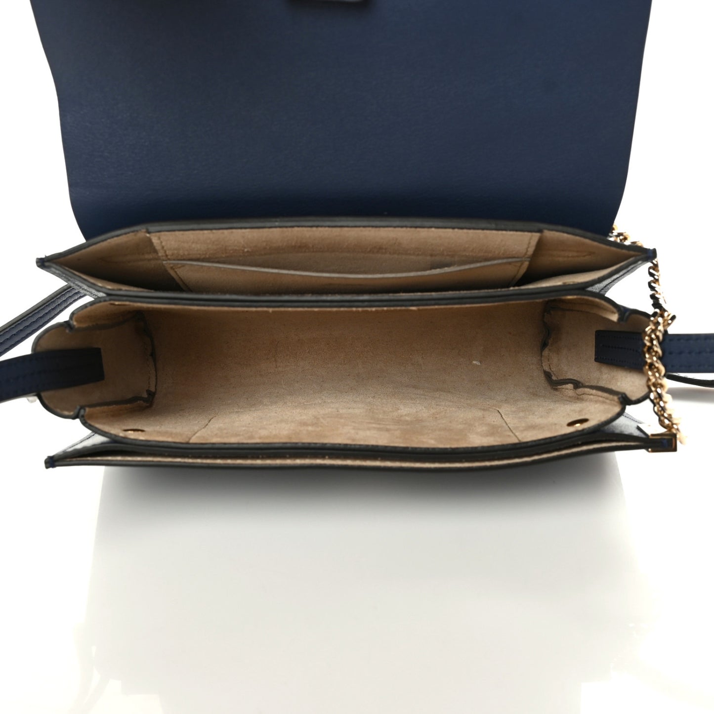 Suede Calfskin Small Faye Shoulder Bag Denim Blue