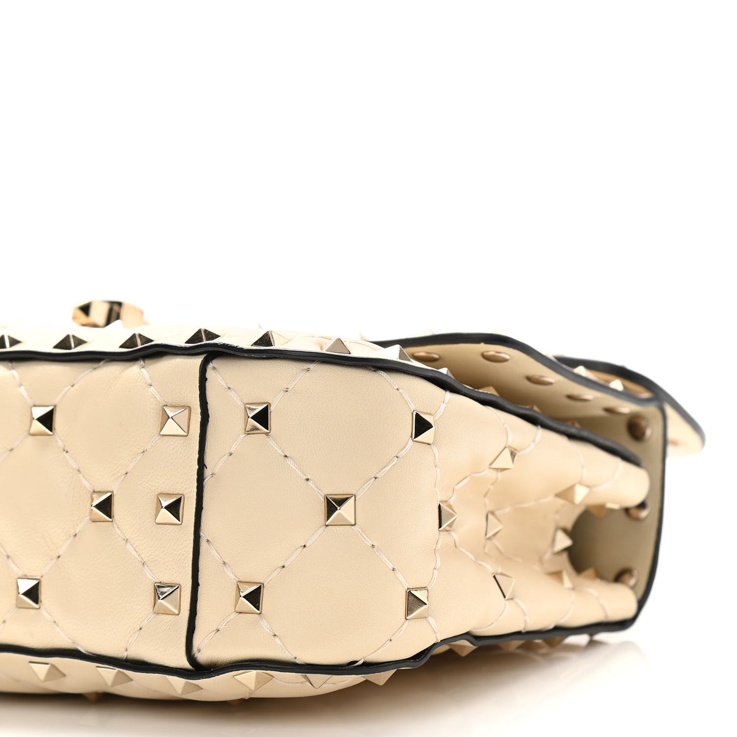 Nappa Small Rockstud Spike Shoulder Bag Light Ivory