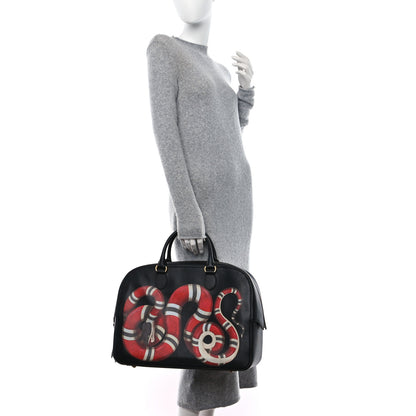 Gucci Calfskin Kingsnake Print Duffle Black 2 of 10