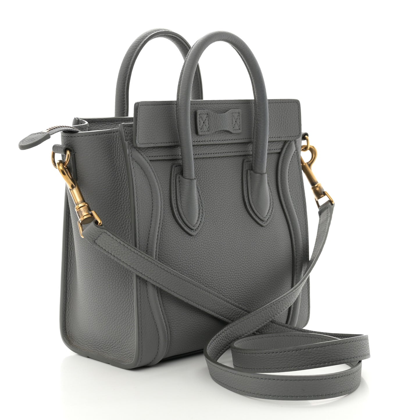 Drummed Calfskin Nano Luggage Kohl