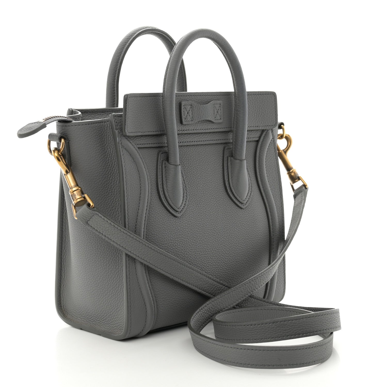 Celine Drummed Calfskin Nano Luggage Kohl 3 of 10