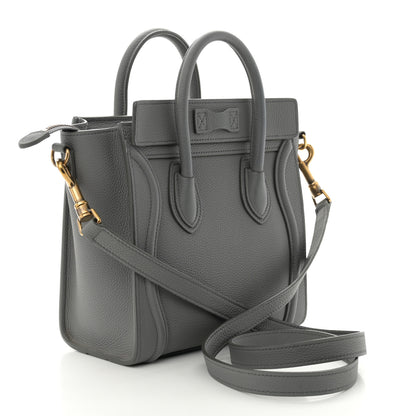 Celine Drummed Calfskin Nano Luggage Kohl 3 of 10