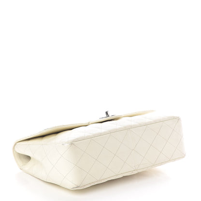 Chanel Caviar Quilted Jumbo Single Flap White 5 of 13