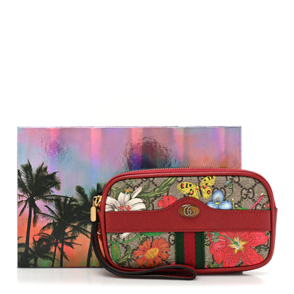 Gucci GG Supreme Monogram Flora Web Ophidia Wristlet Bag Red 17 of 17