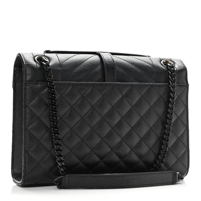 Saint Laurent Grain De Poudre Textured Mixed Matelasse Triquilt Medium Monogram Satchel Black 3 of 16