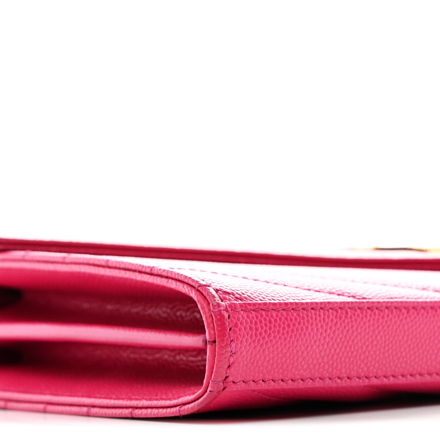 Grain De Poudre Matelasse Chevron Monogram Chain Wallet Lipstick Fuchsia