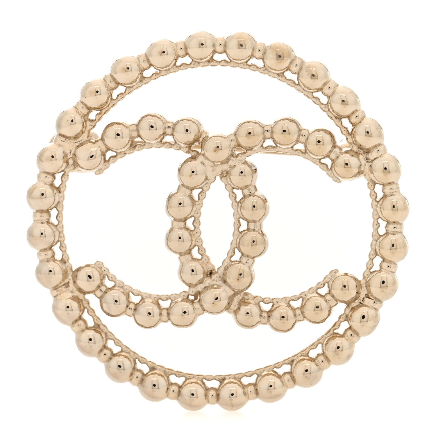 Chanel Metal Bead CC Round Brooch Gold 1 of 4