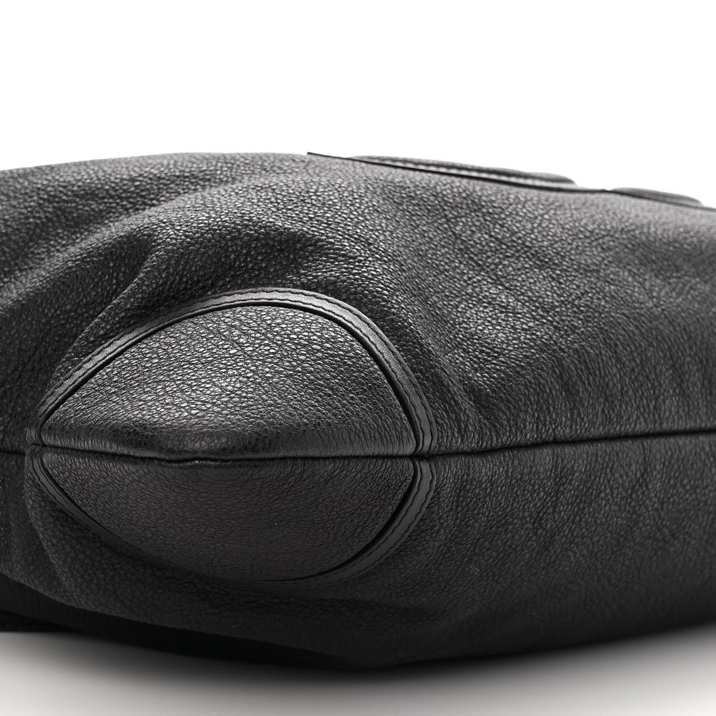Washed Calfskin Drawstring Tote Black