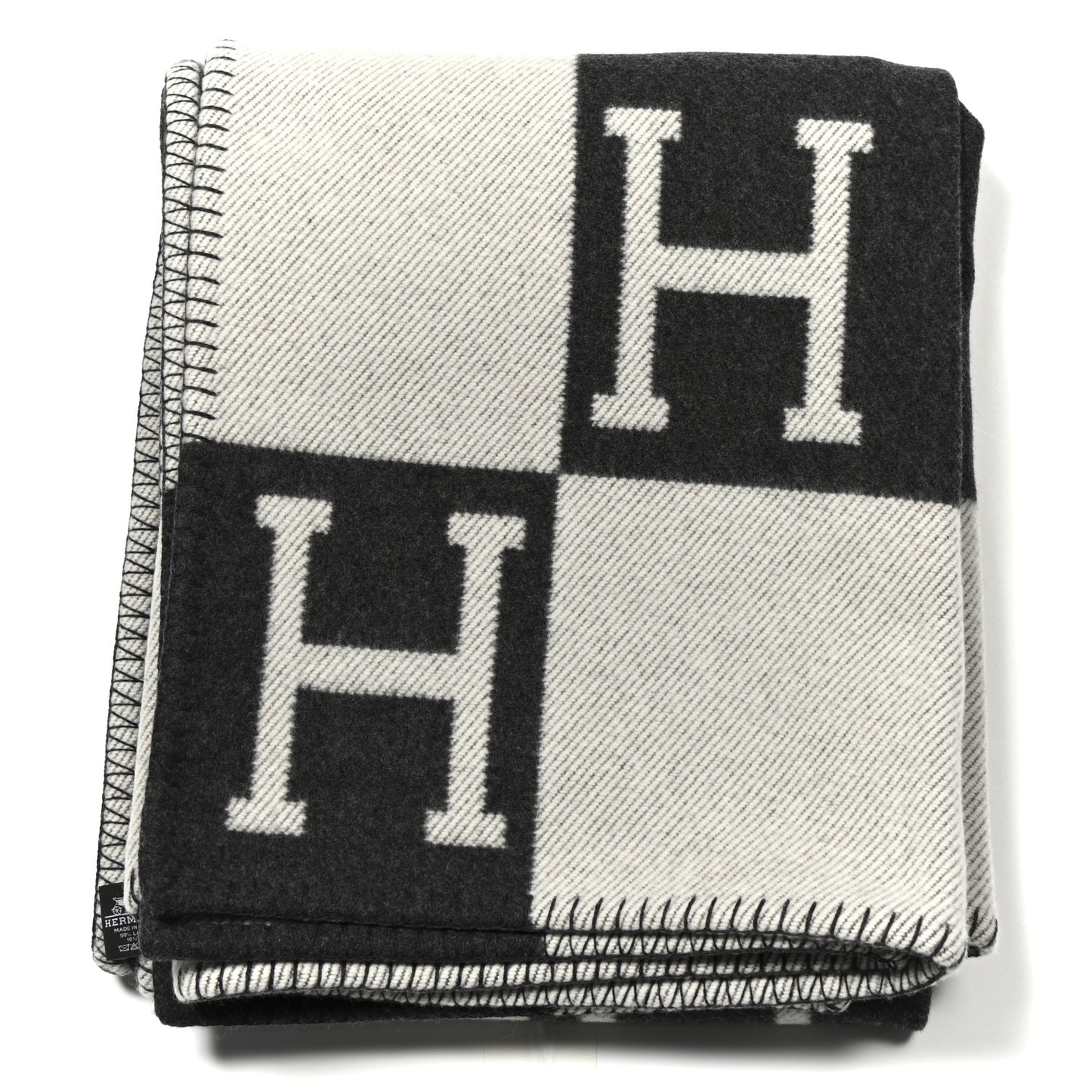 Wool Cashmere Avalon Blanket Ecru Gris Fonce