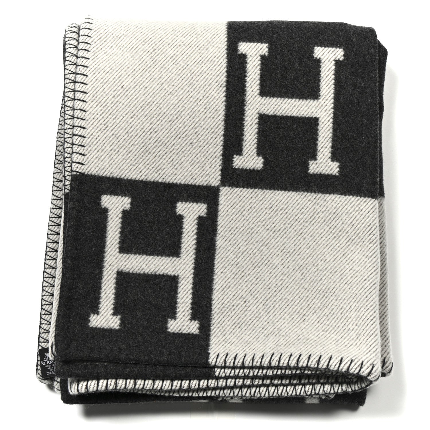 Hermes Wool Cashmere Avalon Blanket Ecru Gris Fonce 1 of 3