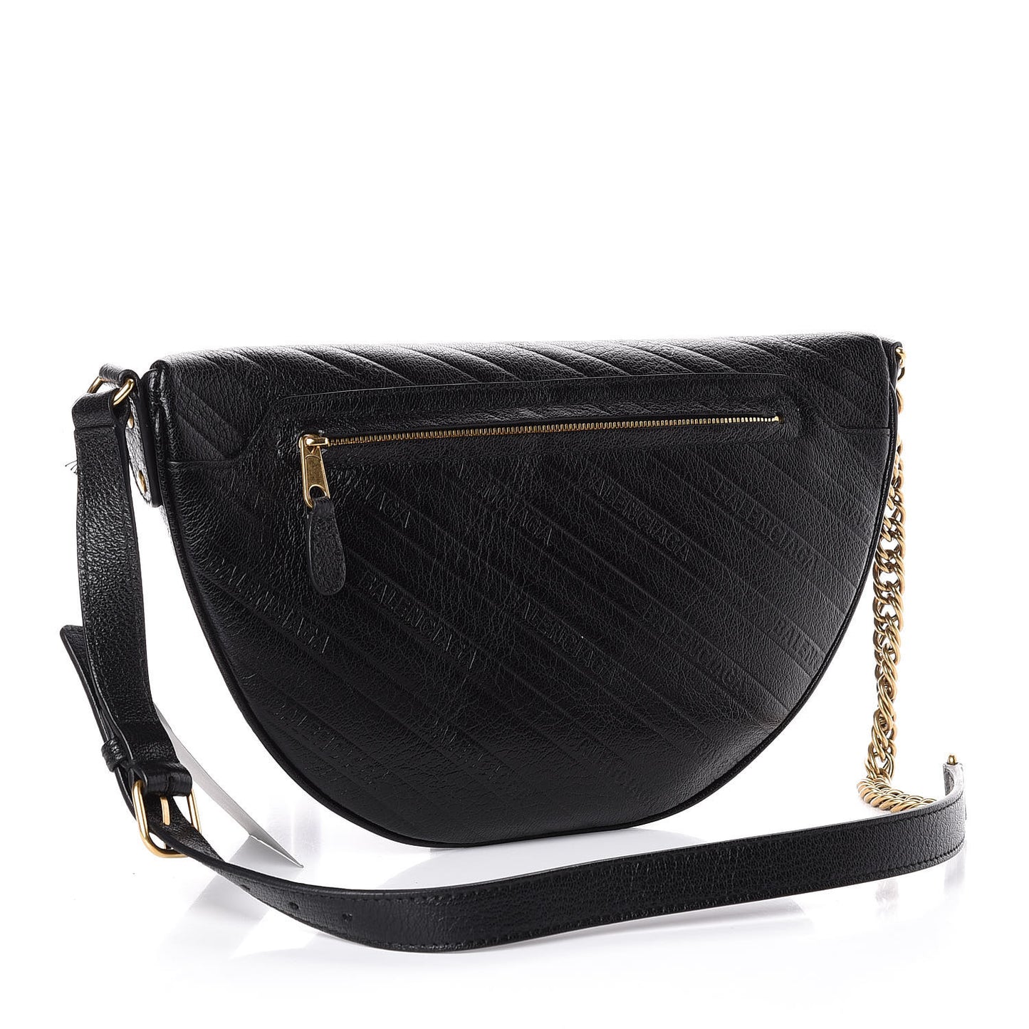 Shiny Goatskin Allover Logo Embossed XS Souvenir Belt Bag Black