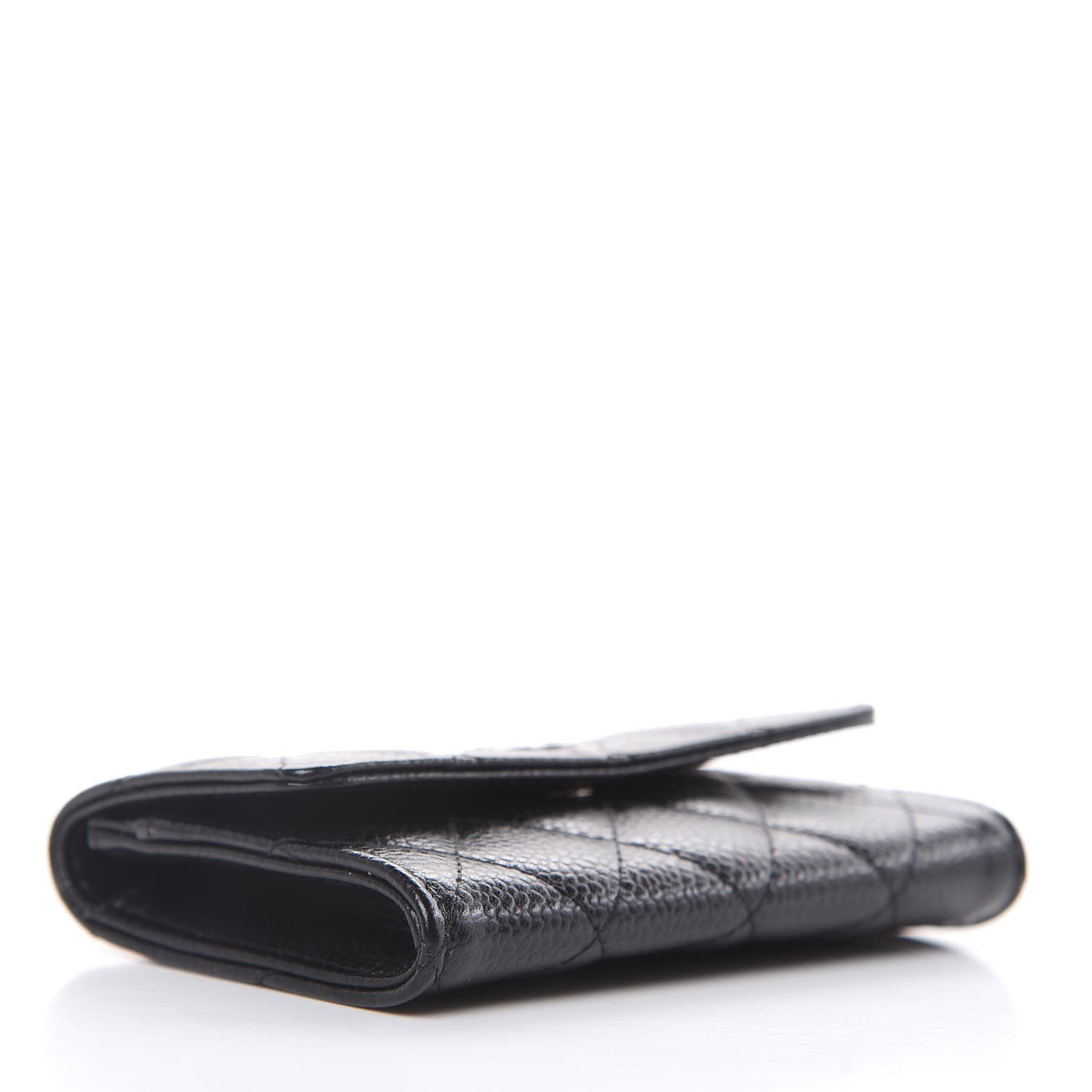 Caviar Quilted Flap Card Holder Black