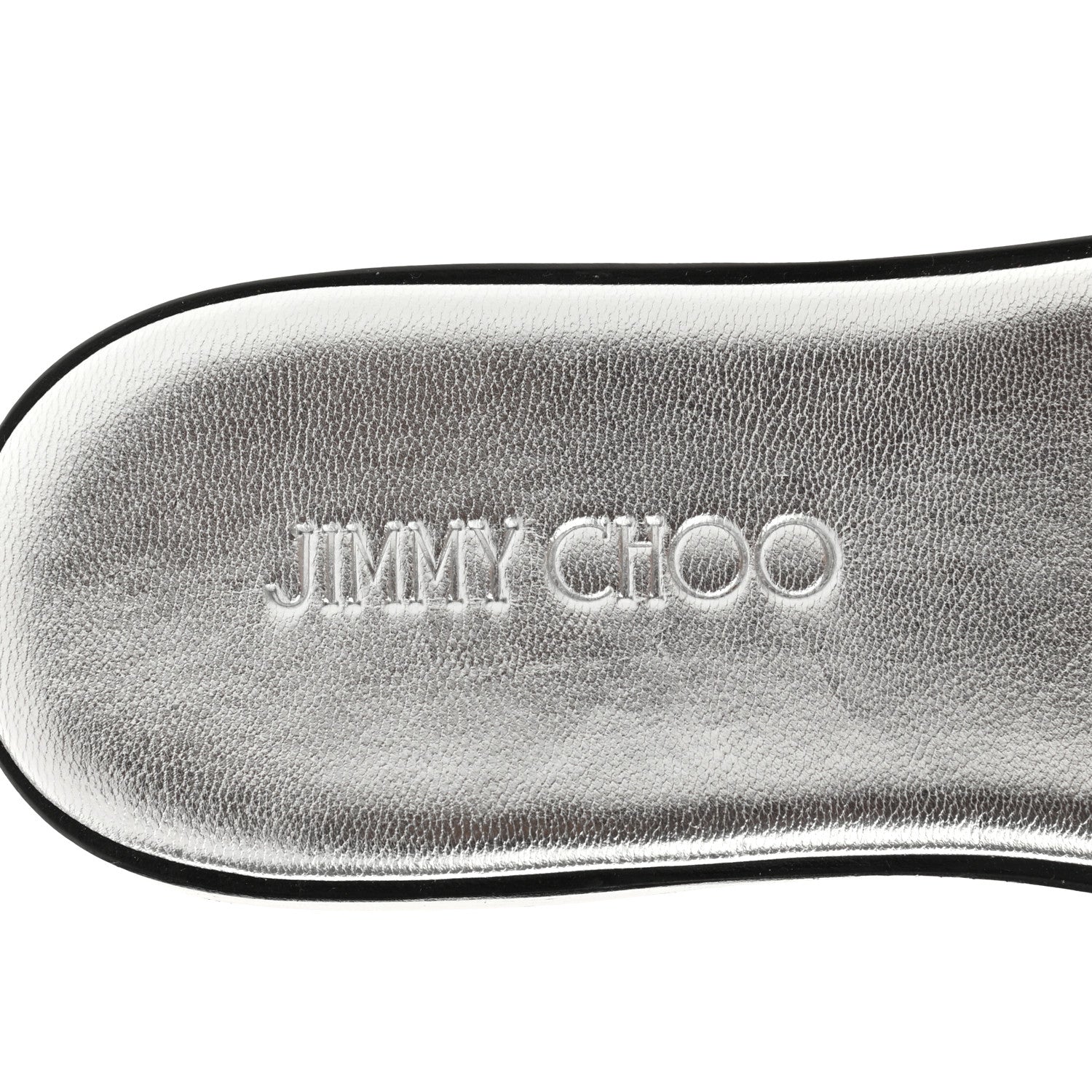 Jimmy Choo Metallic Crocodile Embossed Minea Flat Sandals 37 Silver 7 of 11