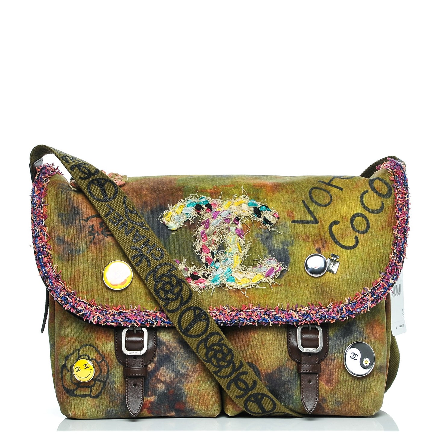Washed Toile Large Graffiti On The Pavements Messenger Khaki Multicolor