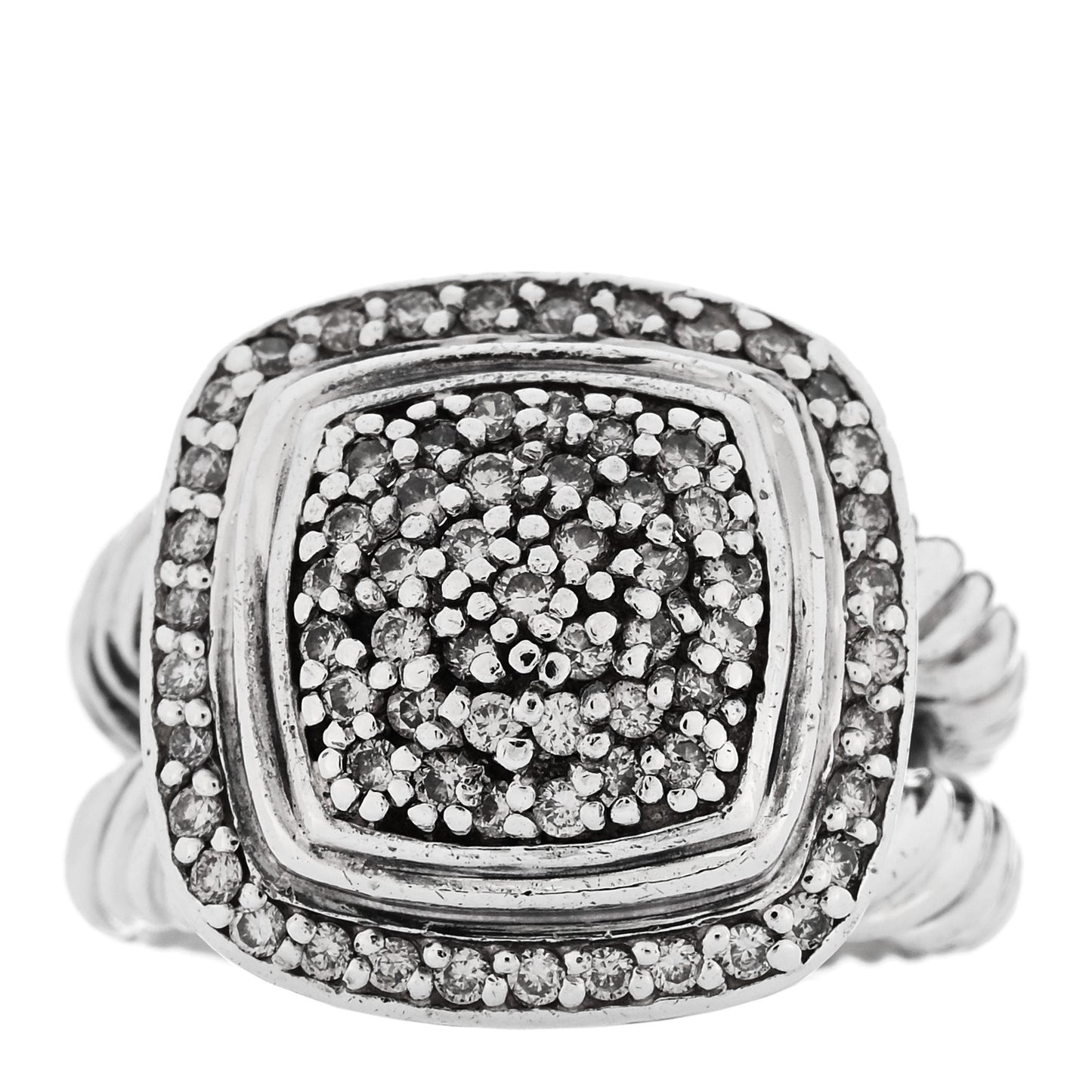 Sterling Silver Diamond 11mm Albion Pave Ring 52 6